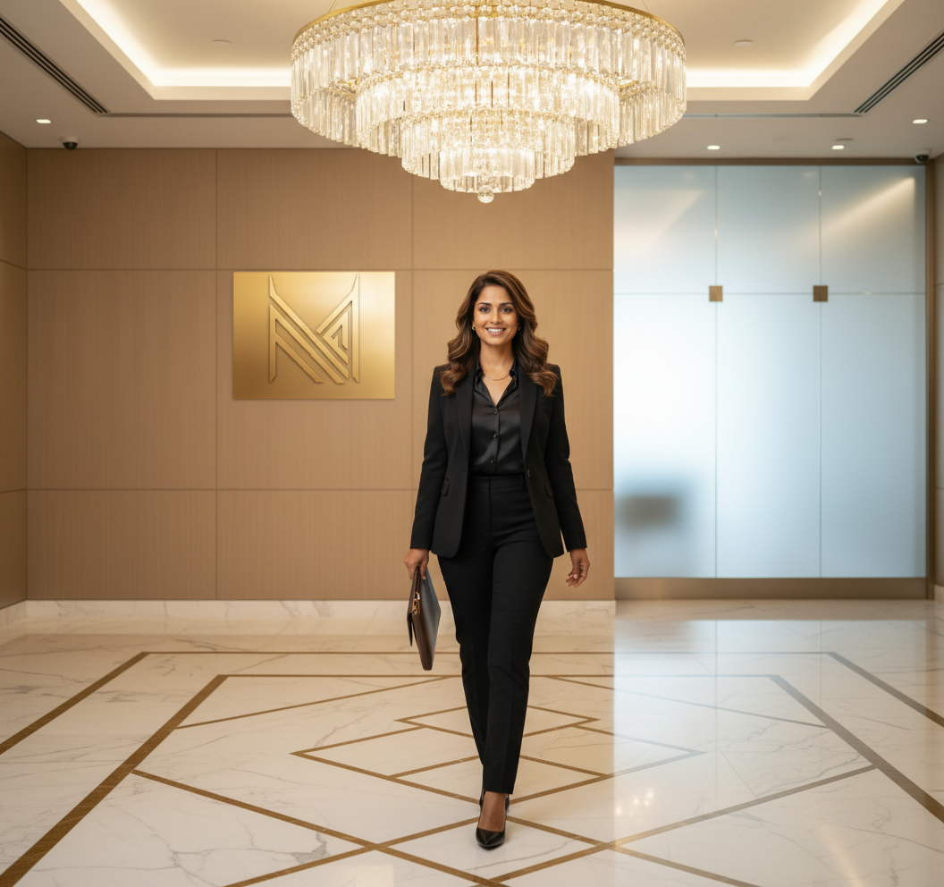 Aura-generated luxury lobby environment — after PresenceStudio